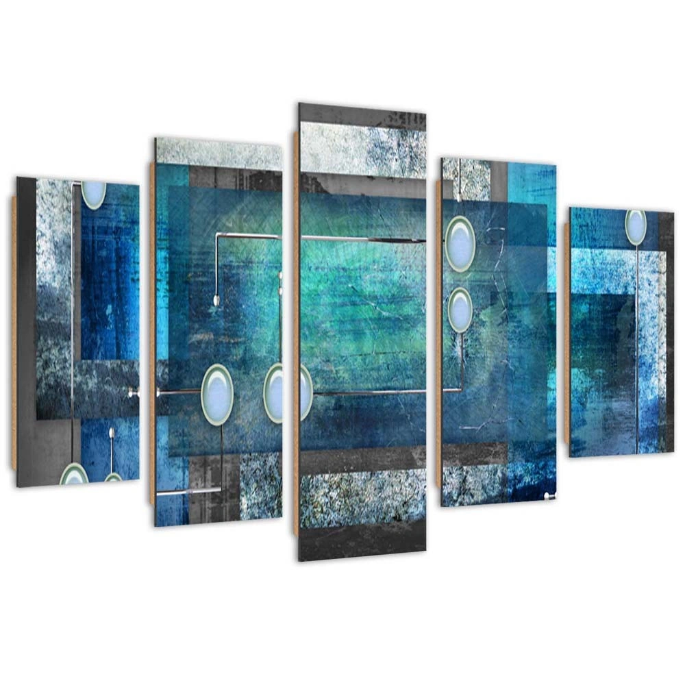 Five piece picture deco panel, Blue composition