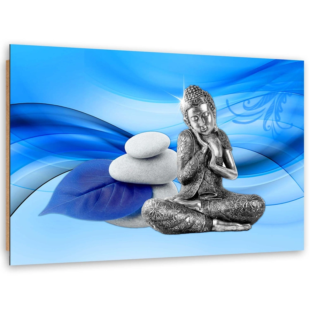 Deco panel print, Buddha figurine on blue background