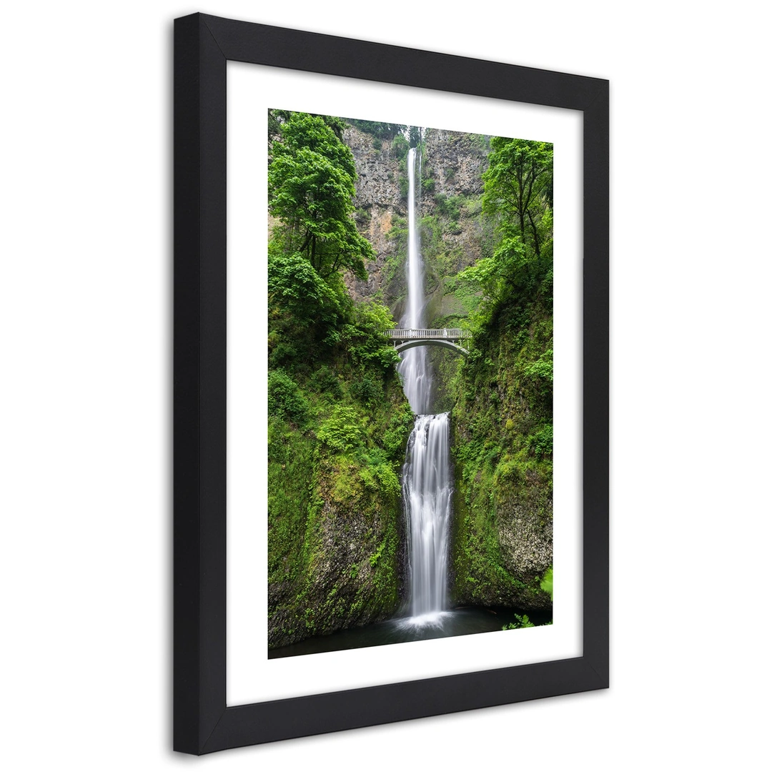 Picture in frame, Bridge over a waterfall