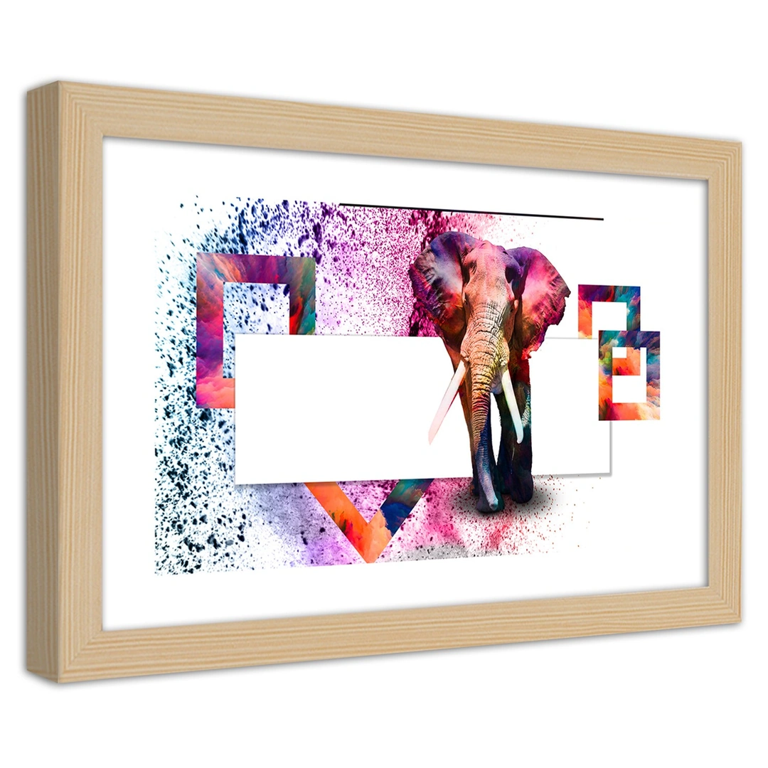 Picture in frame, Colourful elephant