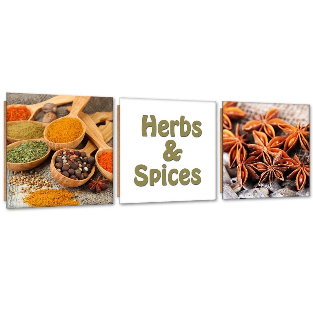 Set of three pictures deco panel, Herbs and spices