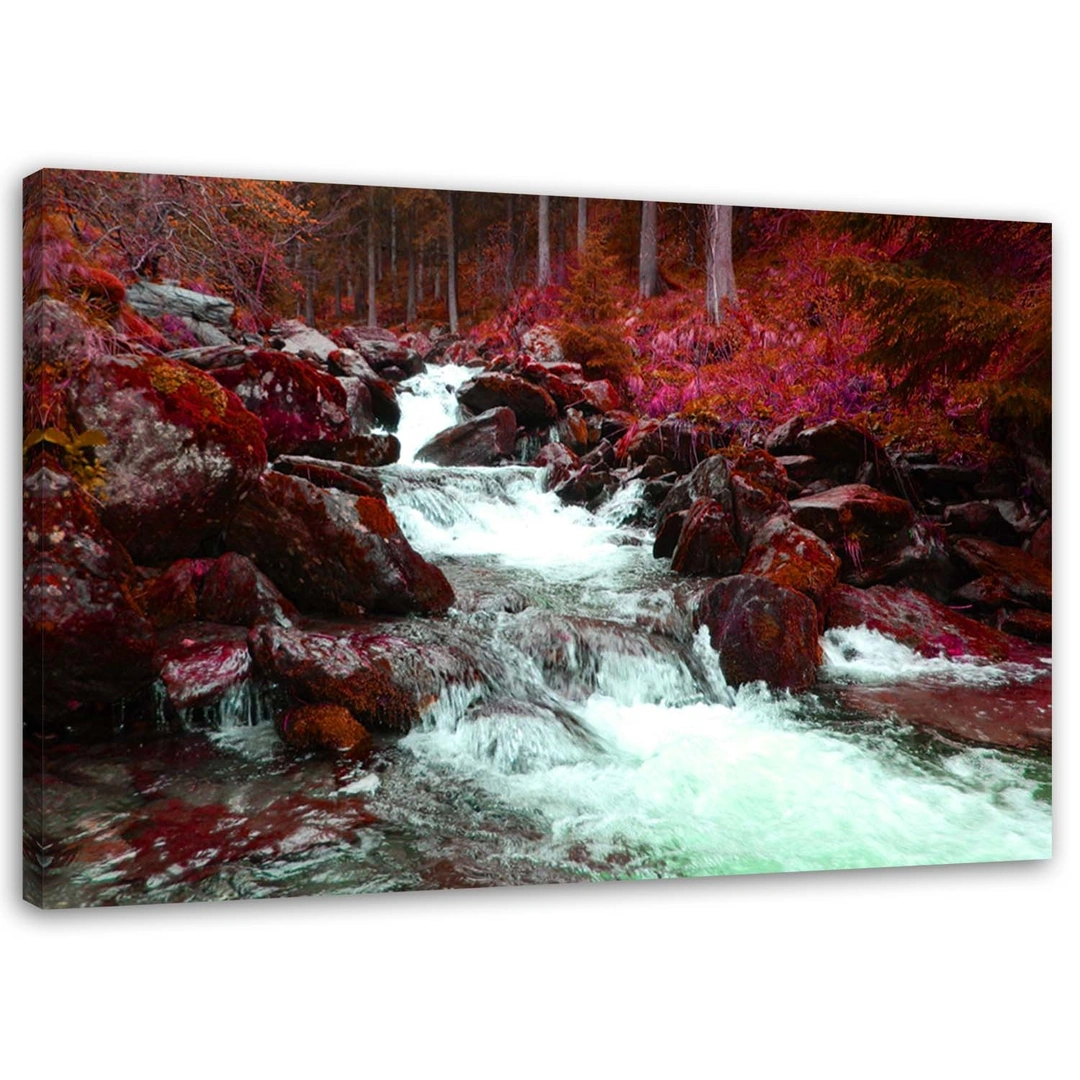 Canvas print, Mountain stream in red