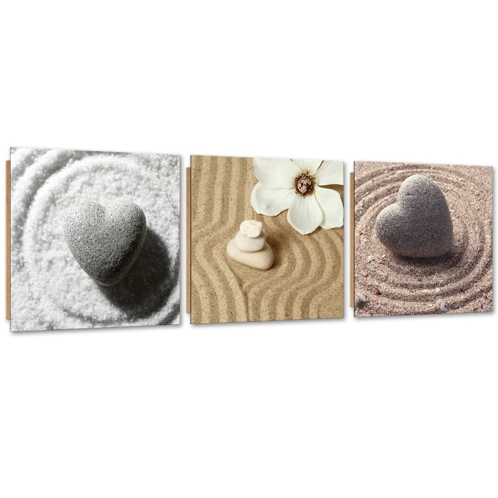 Set of three pictures deco panel, Heart in the sand