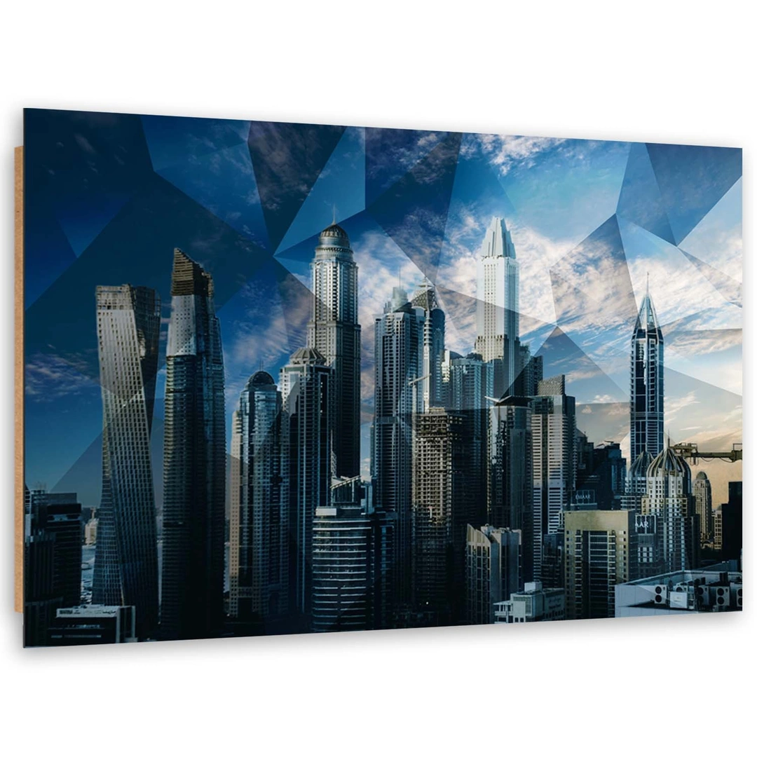 Deco panel print, Geometric city - blue