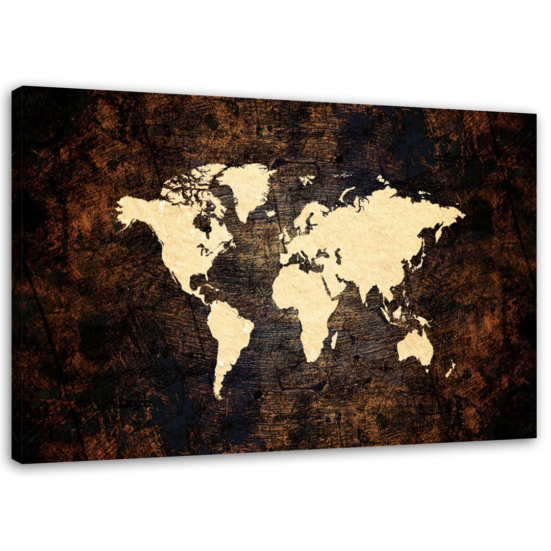 Canvas print, Brown world map