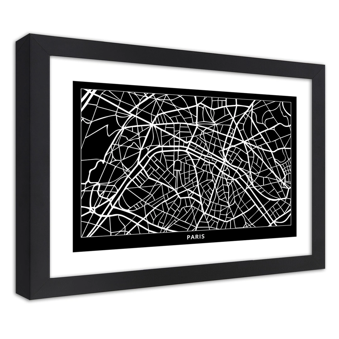 Picture in frame, City plan paris