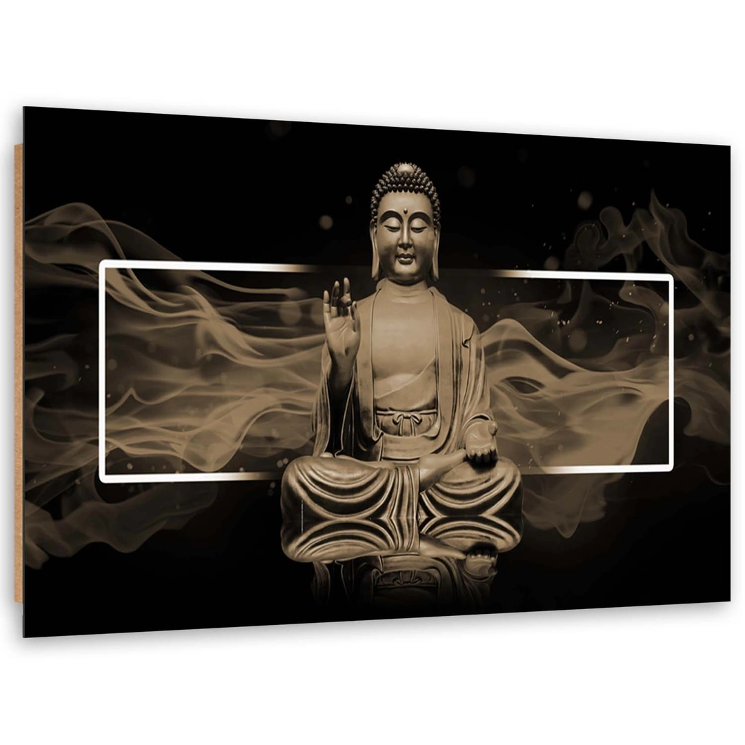 Deco panel print, Meditating buddha figure - beige