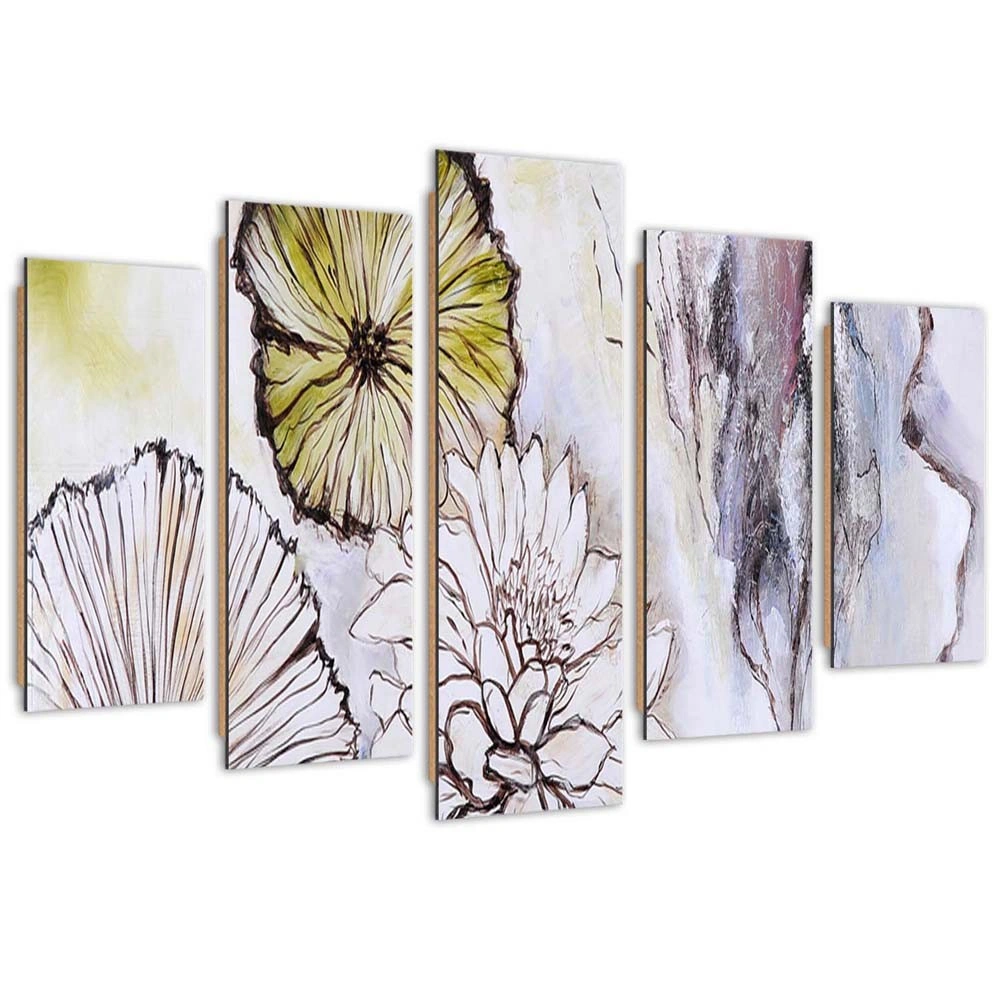 Five piece picture deco panel, Flowers