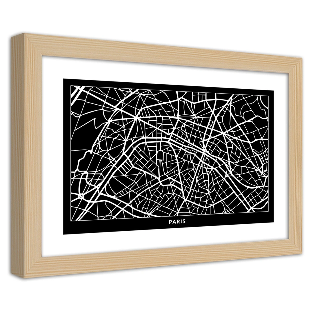 Picture in frame, City plan paris