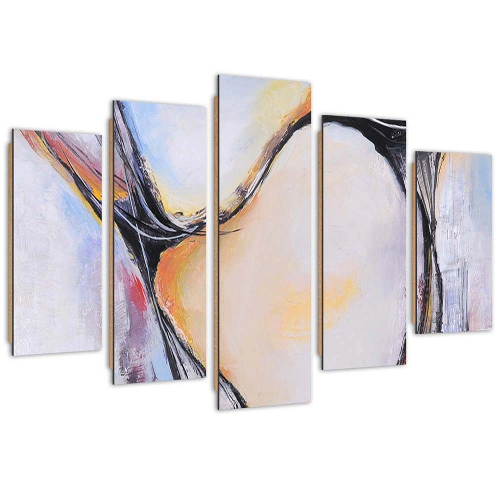 Five piece picture deco panel, Pastel abstraction