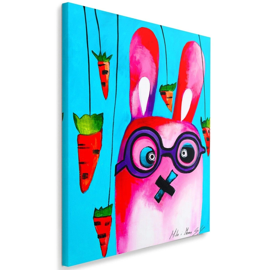 Canvas print, Pink bunny with glasses