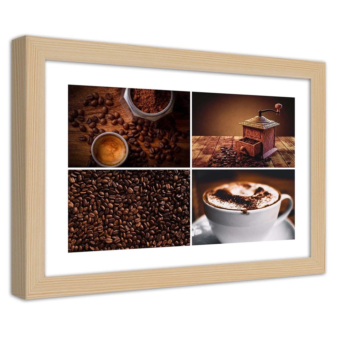 Picture in frame, Coffee beans, grinder and coffee