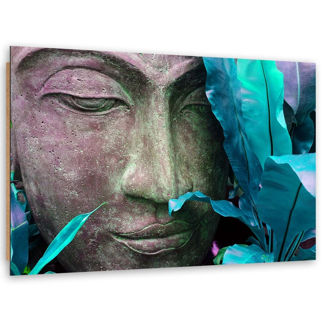 Deco panel print, Buddha's face with a leaf