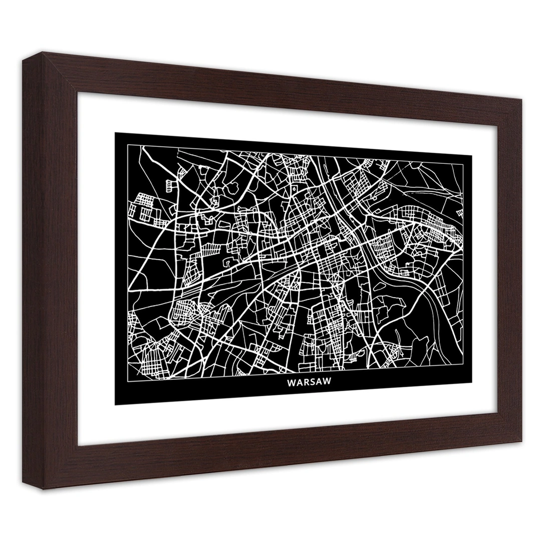 Picture in frame, City plan warsaw