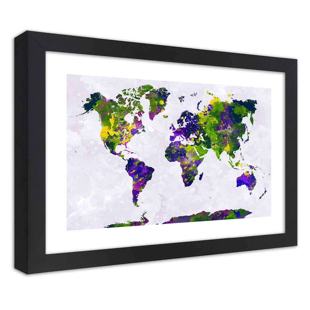 Picture in frame, Painted world map