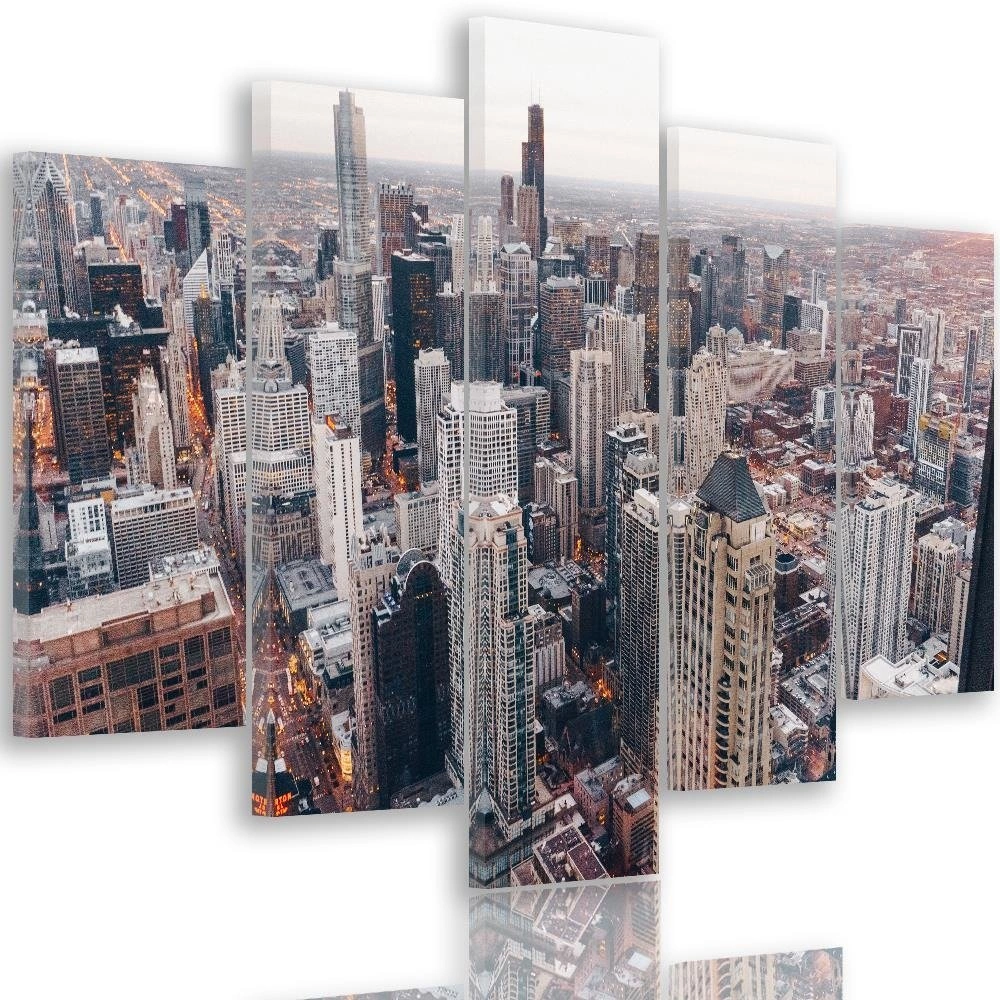 Five piece picture canvas print, Chicago skyscrapers