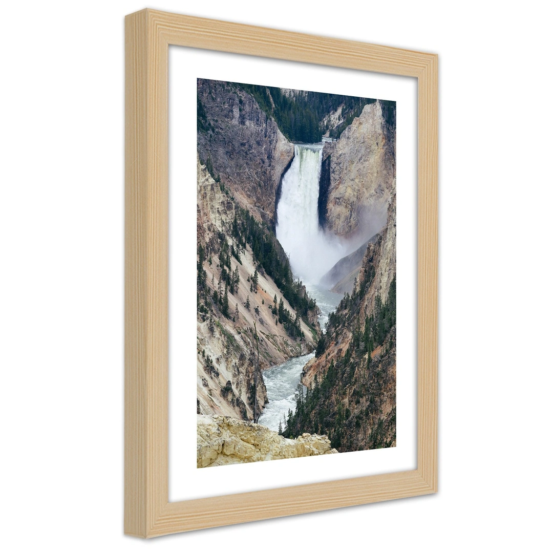 Picture in frame, Great waterfall in the mountains