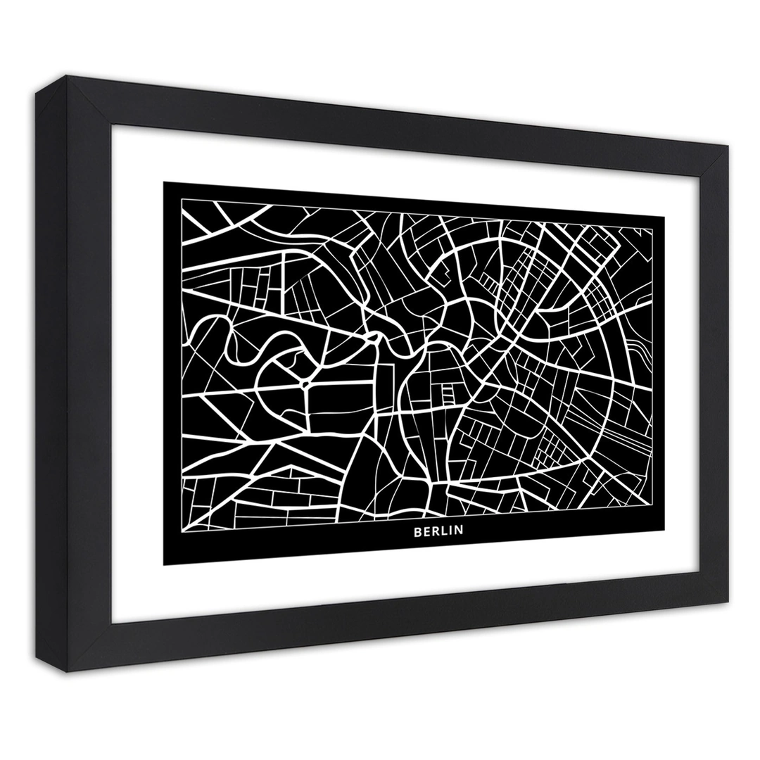 Picture in frame, City plan berlin