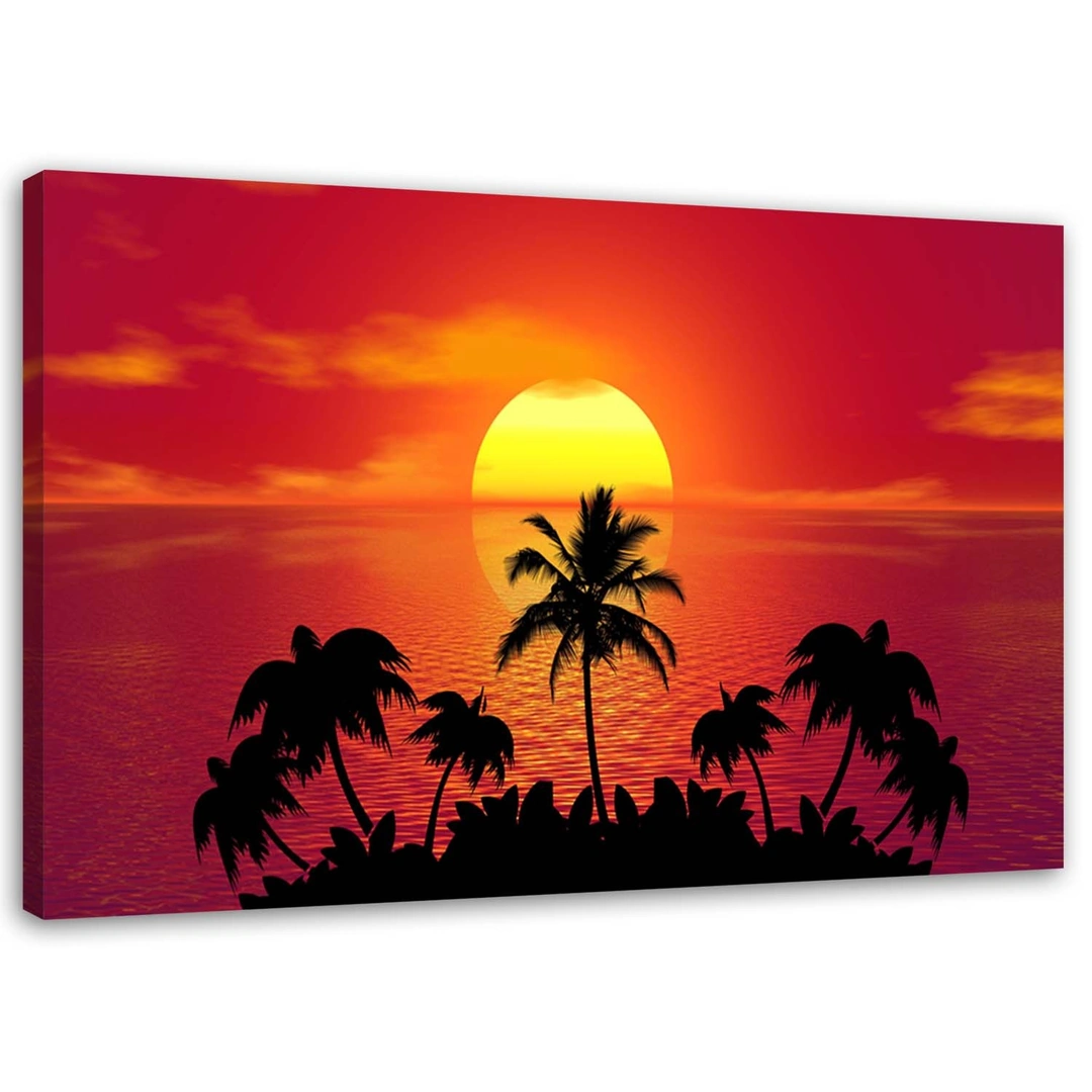 Canvas print, Sunset and palm trees