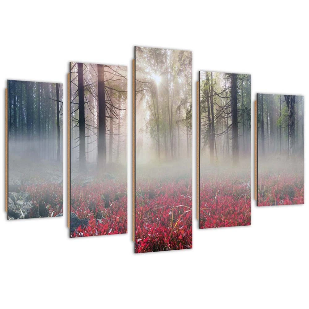 Five piece picture deco panel, Mist over a glade