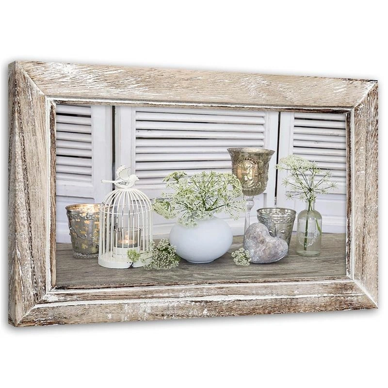 Canvas print, Still life in a rustic wooden frame