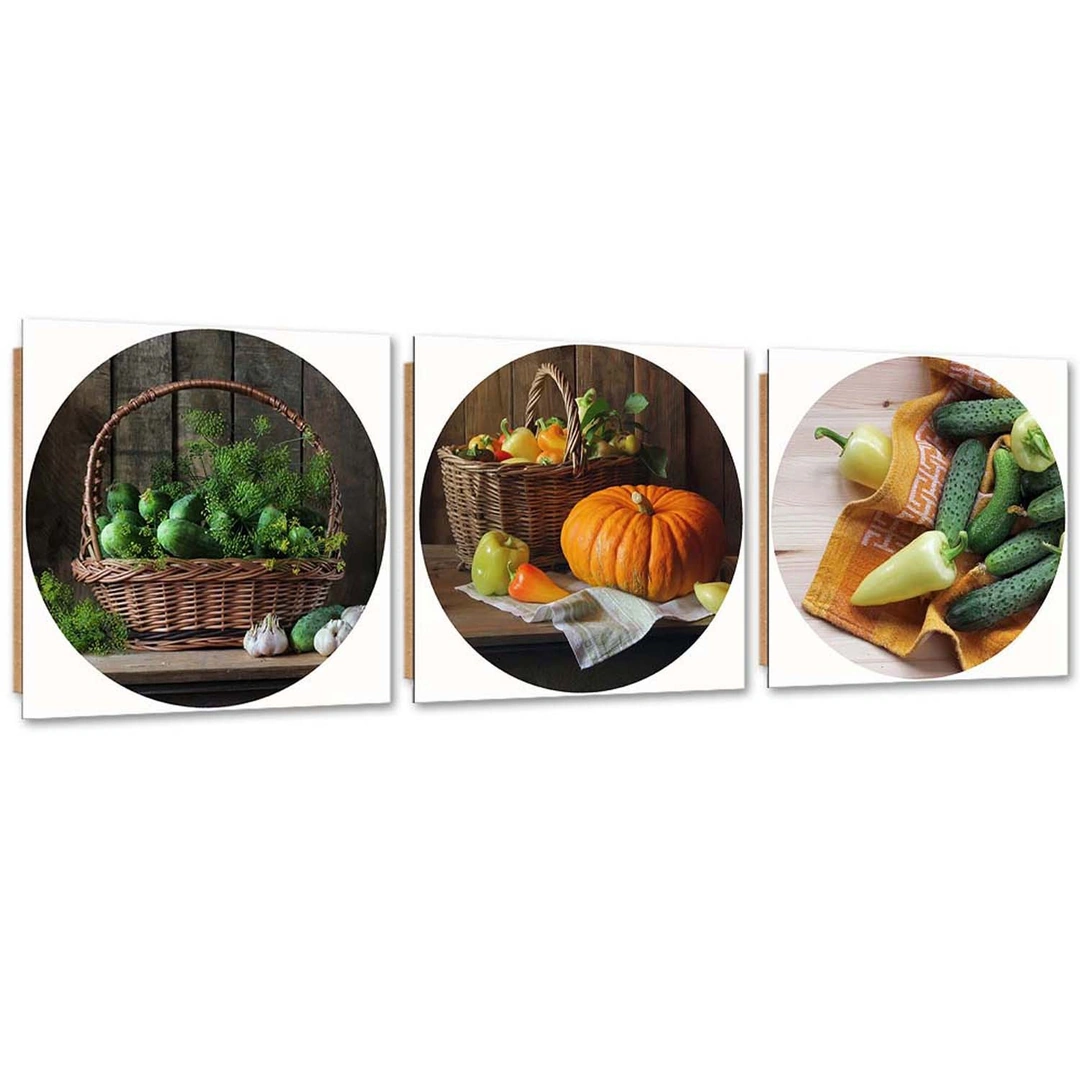 Set of three pictures deco panel, Autumn kitchen