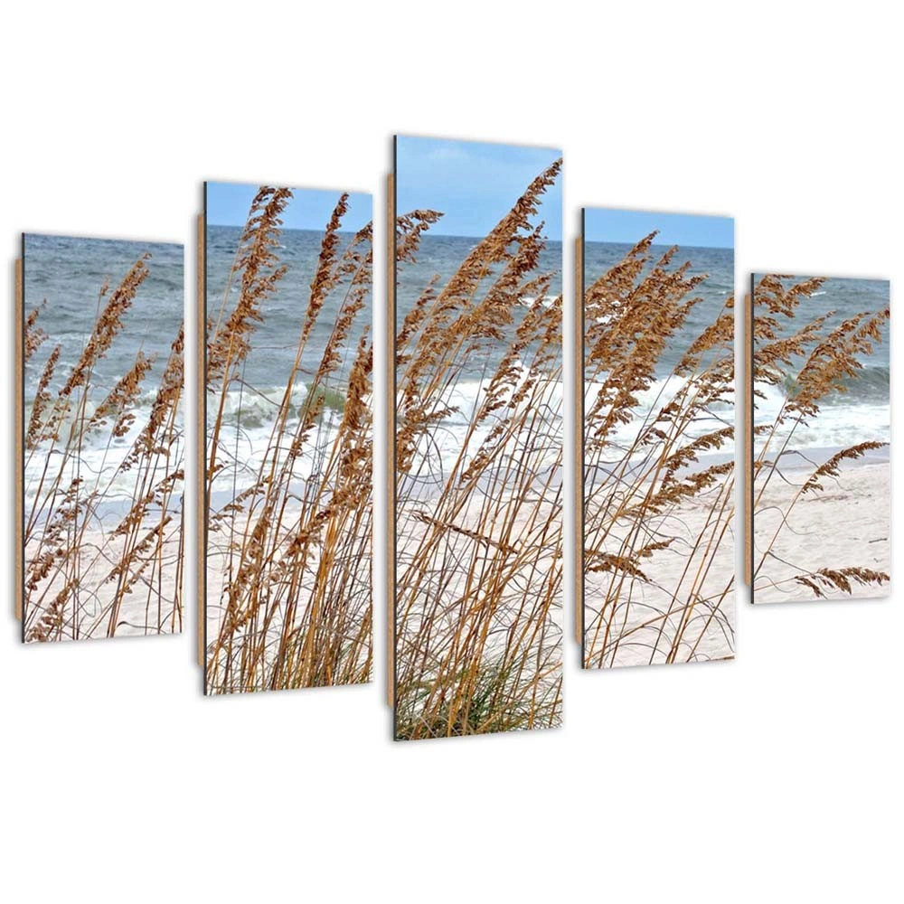 Five piece picture deco panel, Reeds by the sea