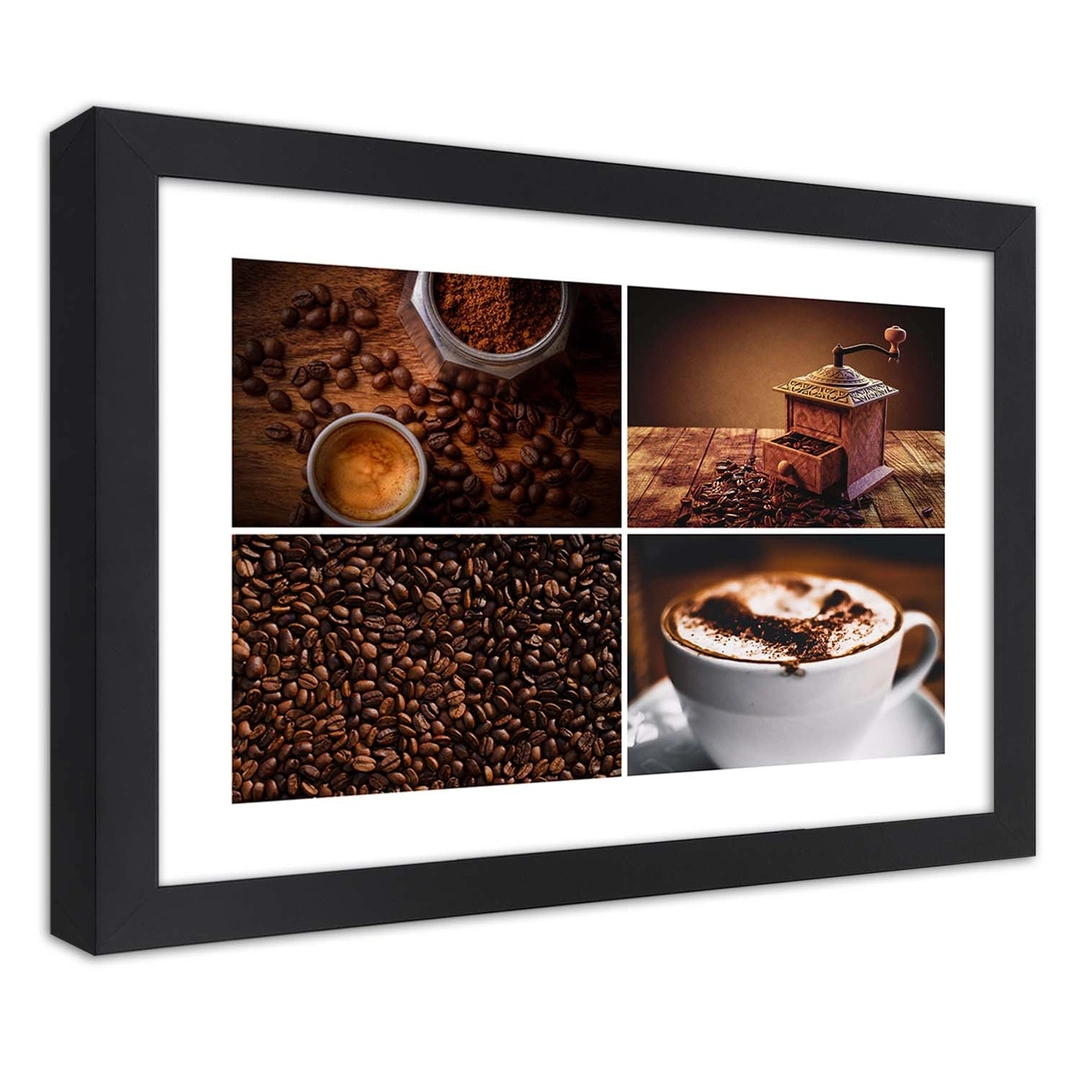 Picture in frame, Coffee beans, grinder and coffee