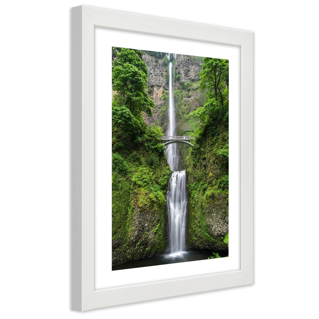 Picture in frame, Bridge over a waterfall