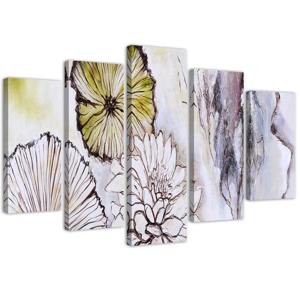 Five piece picture canvas print, Flowers