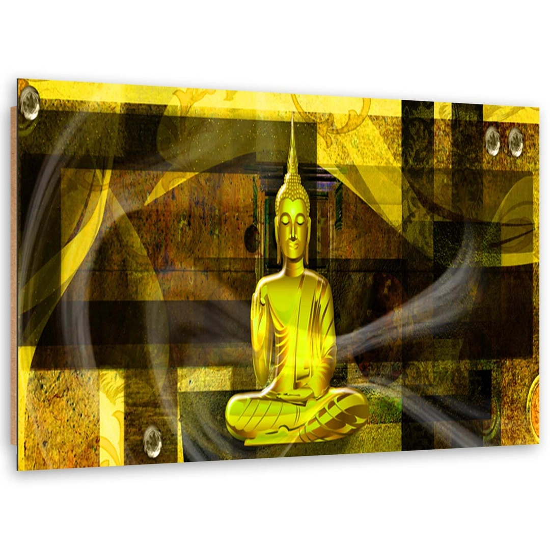 Deco panel print, Buddha on geometric background