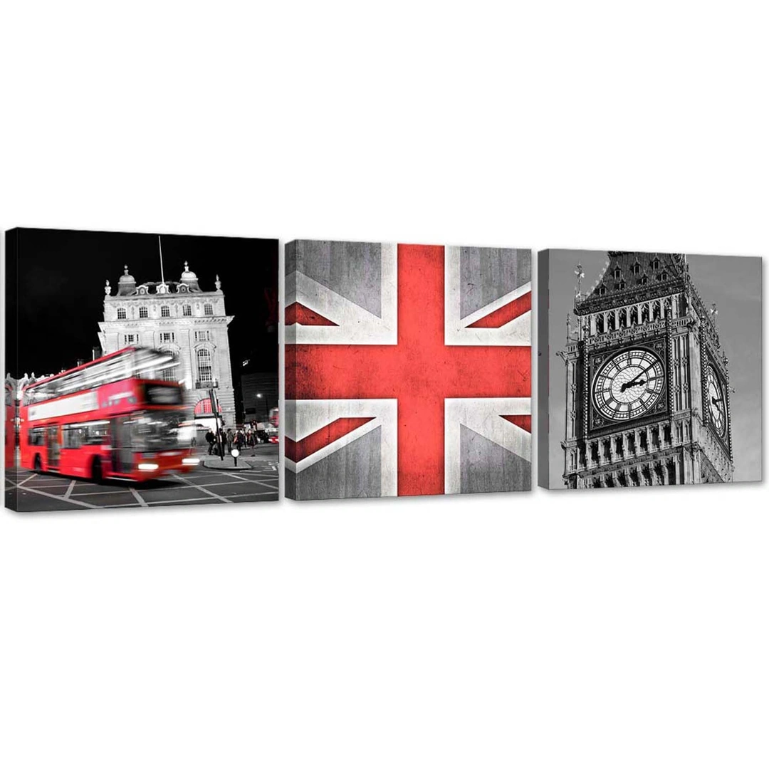 Set of three pictures canvas print, Memories of london