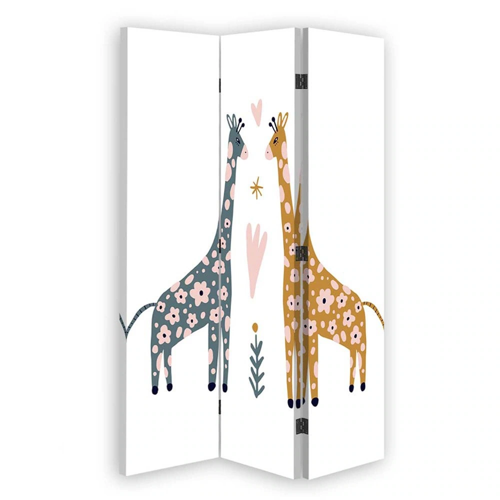 Room divider Double-sided rotatable, Coloured giraffes