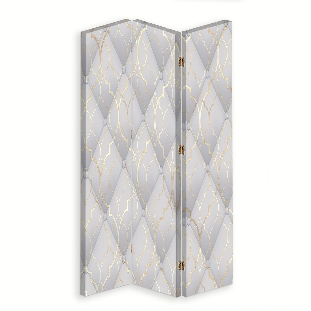 Room divider Double-sided rotatable, Moroccan clover in grey