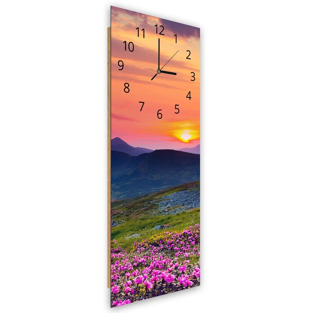 Wall clock, Mountain meadow at sunset