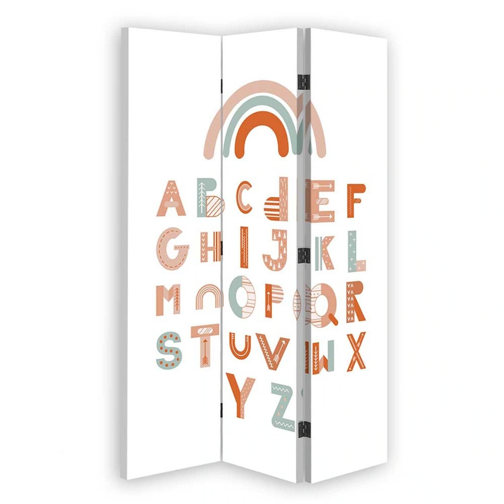 Room divider Double-sided, Alphabet with rainbow
