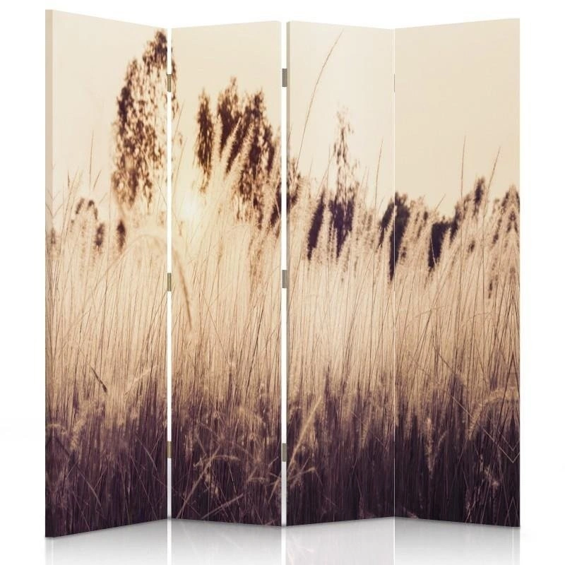 Room divider Double-sided, Tall grasses in sepia