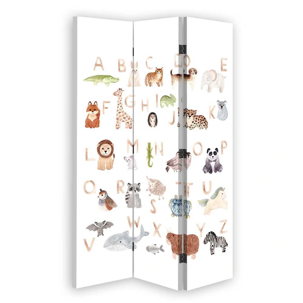 Room divider Double-sided, Alphabet with animals
