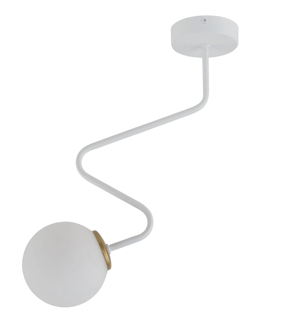 ZigZag Ceiling Light 1 White with Gold