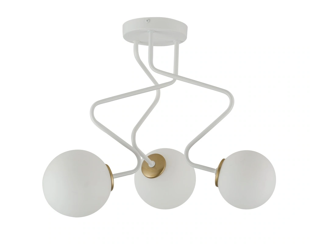 ZigZag Ceiling Light 3 White with Gold