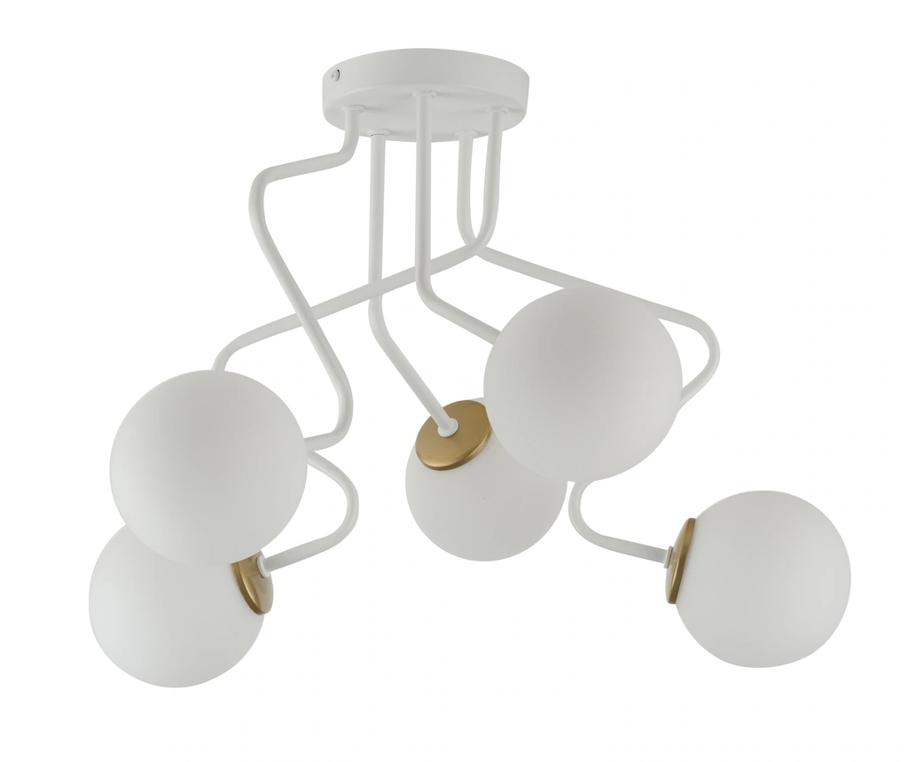 ZigZag Ceiling Light 5 White with Gold