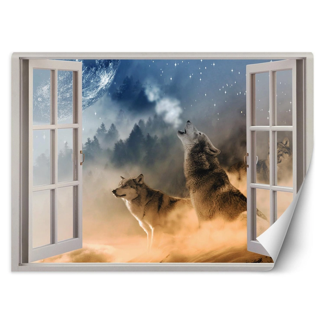 Wallpaper, Window - howling wolves