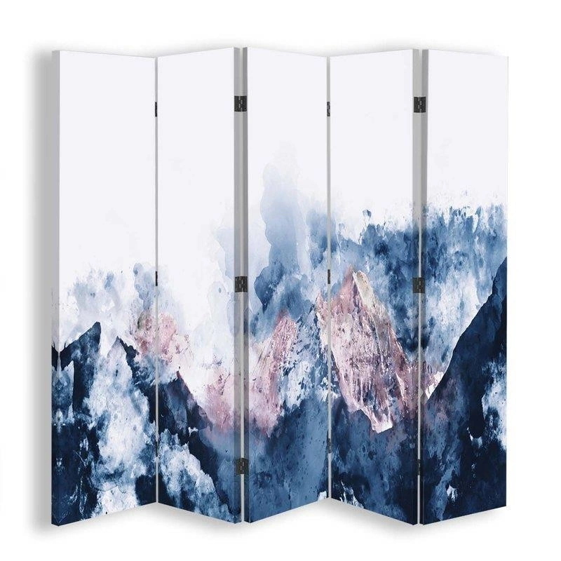 Room divider Double-sided, Snowy peaks in the clouds