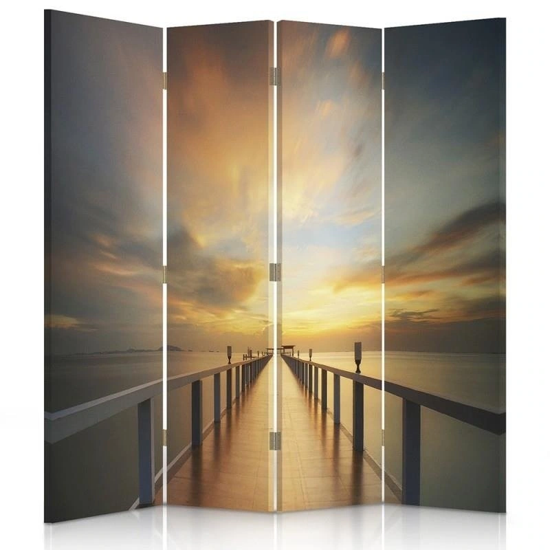 Room divider Double-sided, A pier bathed in sunlight