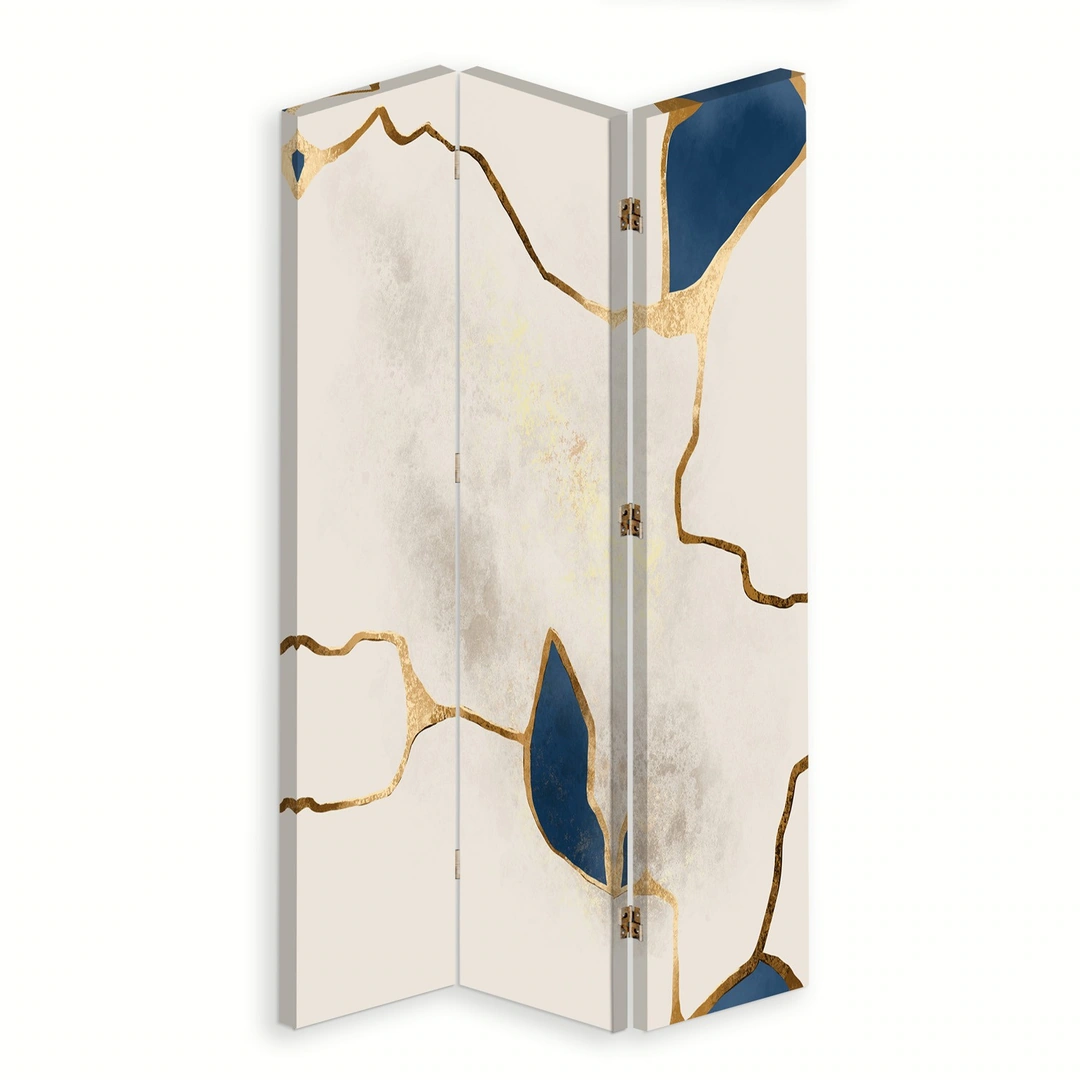 Room divider Double-sided rotatable, Blue-golden lines