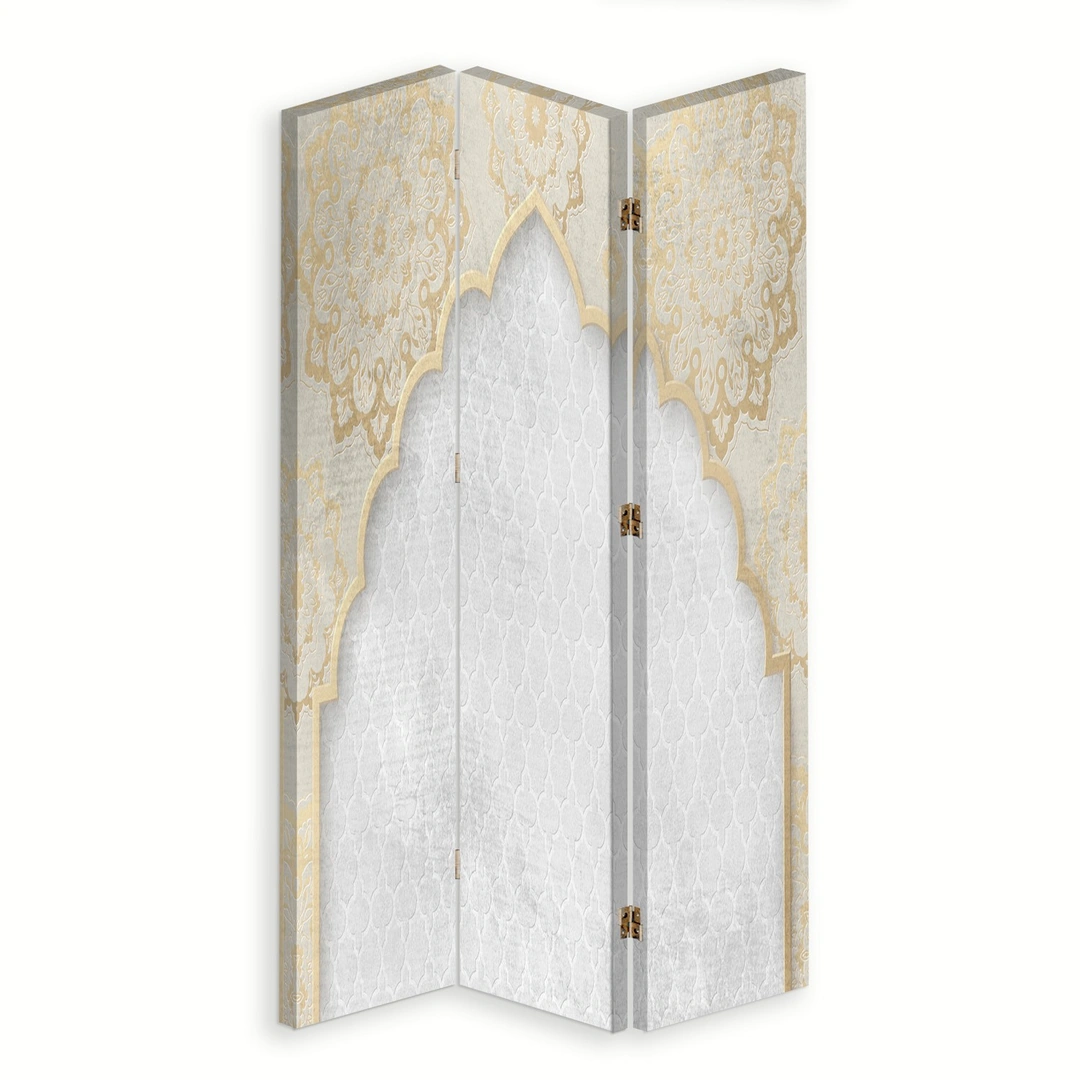 Room divider Double-sided rotatable, Oriental pattern in gold