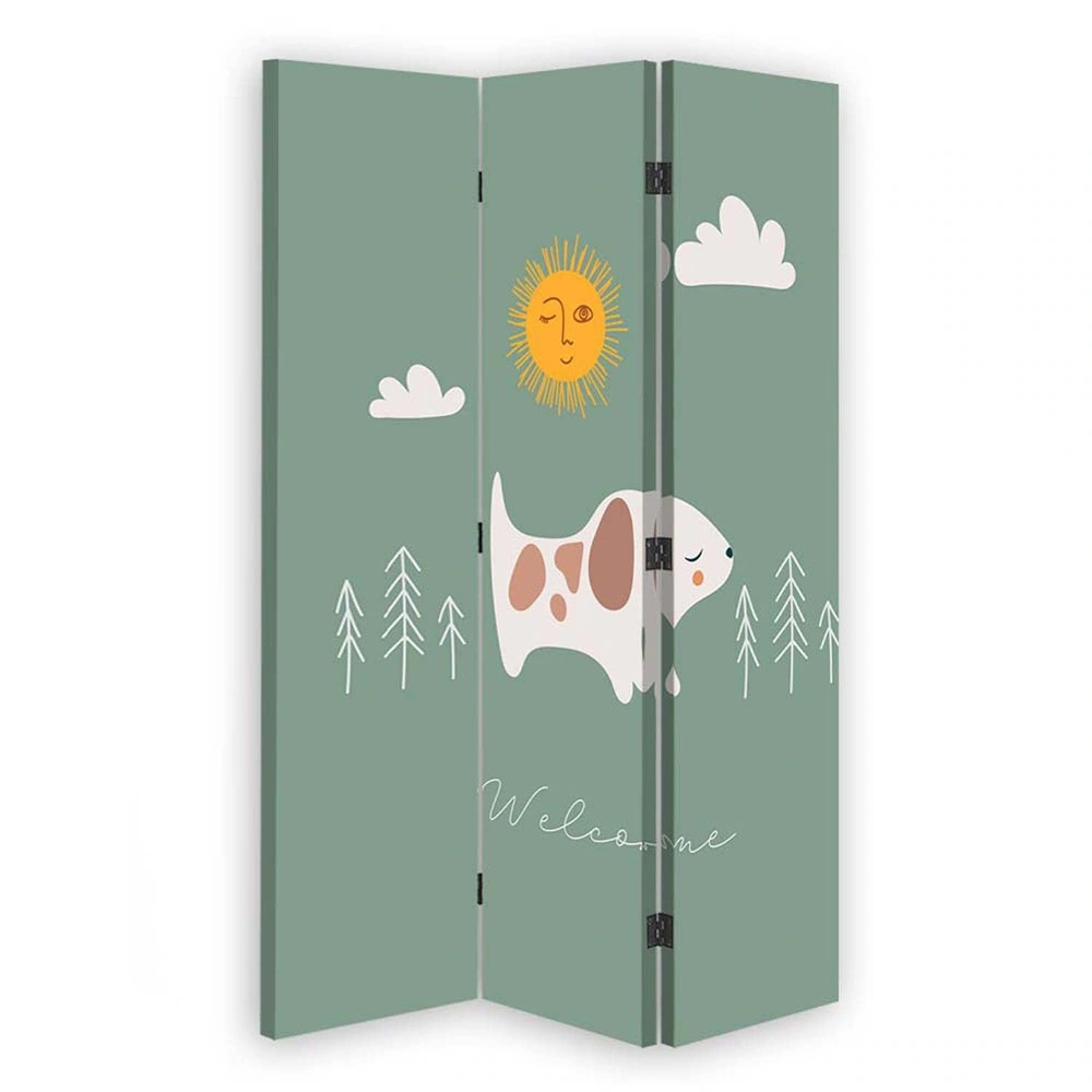 Room divider Double-sided rotatable, Playful puppy