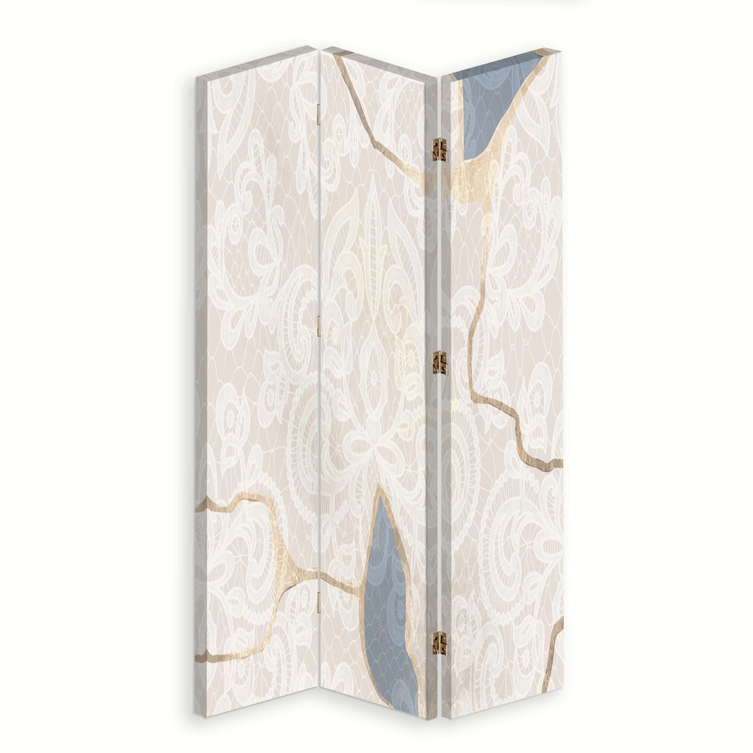 Room divider Double-sided rotatable, Delicate beige pattern