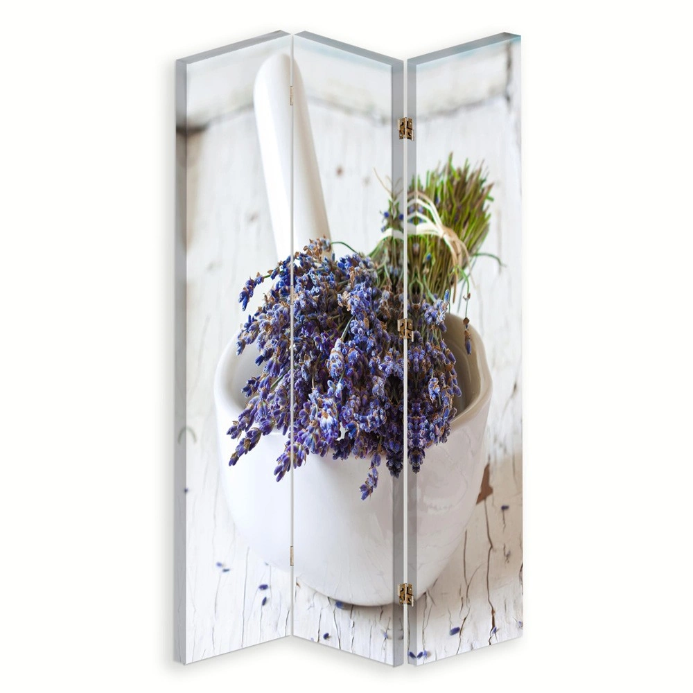 Room divider Double-sided rotatable, Bouquet of lavender and mortar