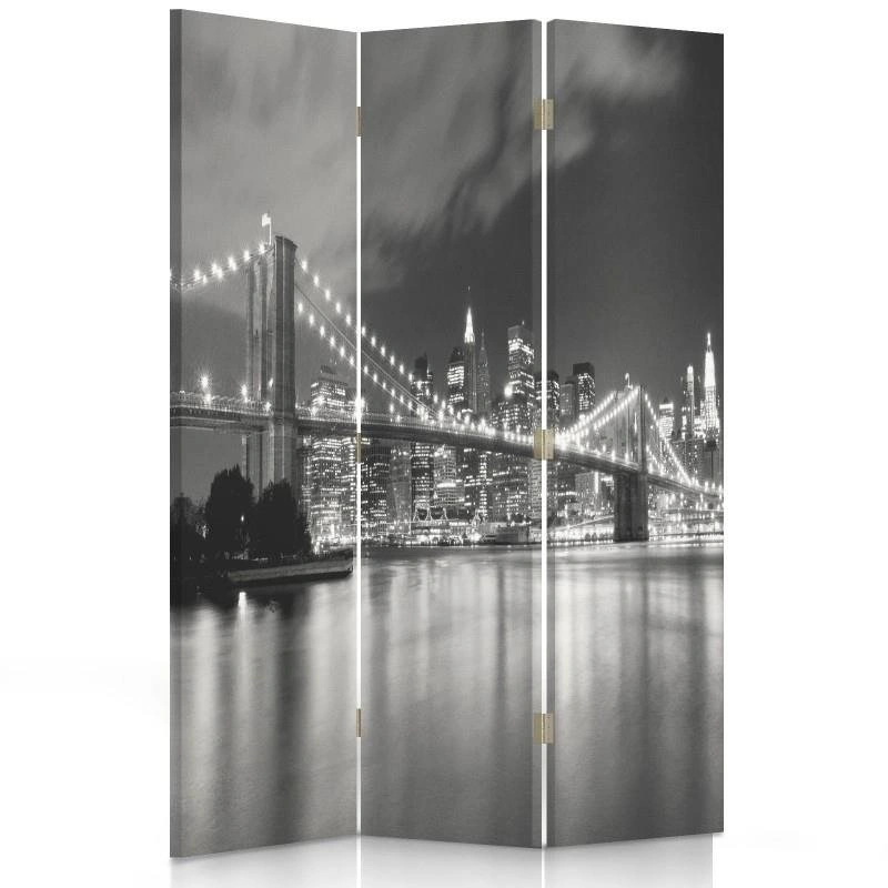 Room divider Double-sided rotatable, Brooklyn Bridge at night